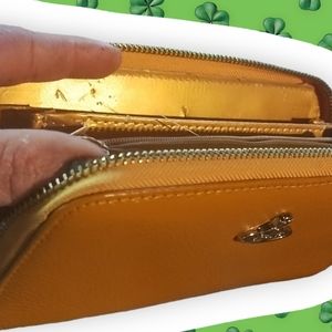 VIVIENNE WESTWOOD Zipper Long Wallet in Gold - Broken Zipper